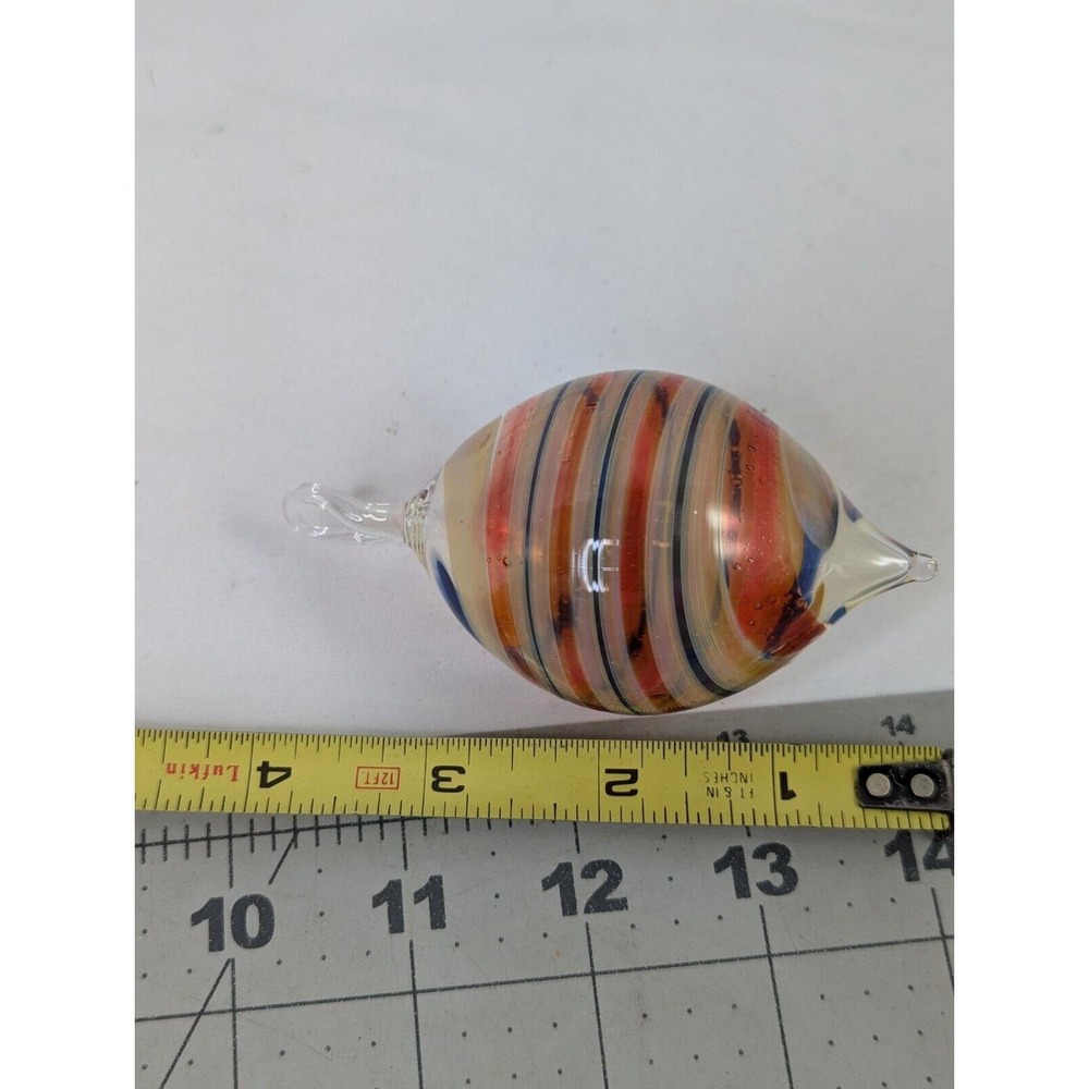 Hand Blown Glass Ornament Stripes 4 Inch - Picture 5 of 5